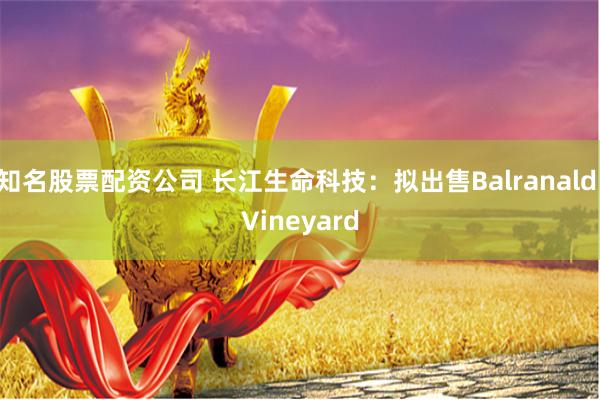 知名股票配资公司 长江生命科技：拟出售Balranald Vineyard